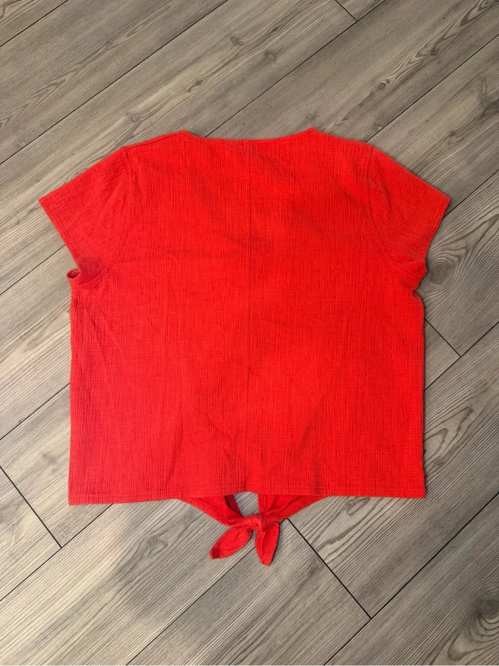 J. Crew Red Button-Front Tie-Hem V-Neck Blouse Size XL